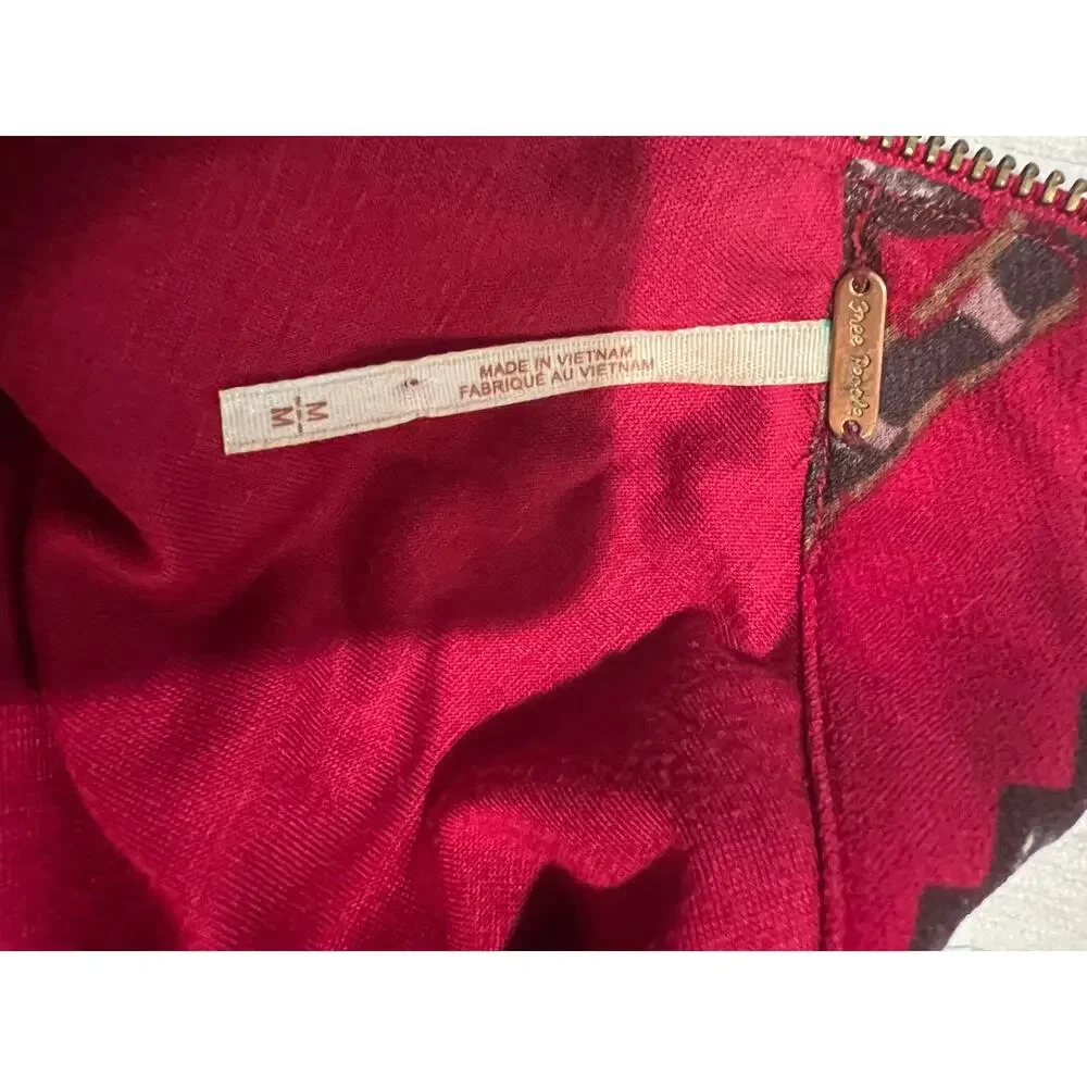 Free People Red Patterned Midi Dress